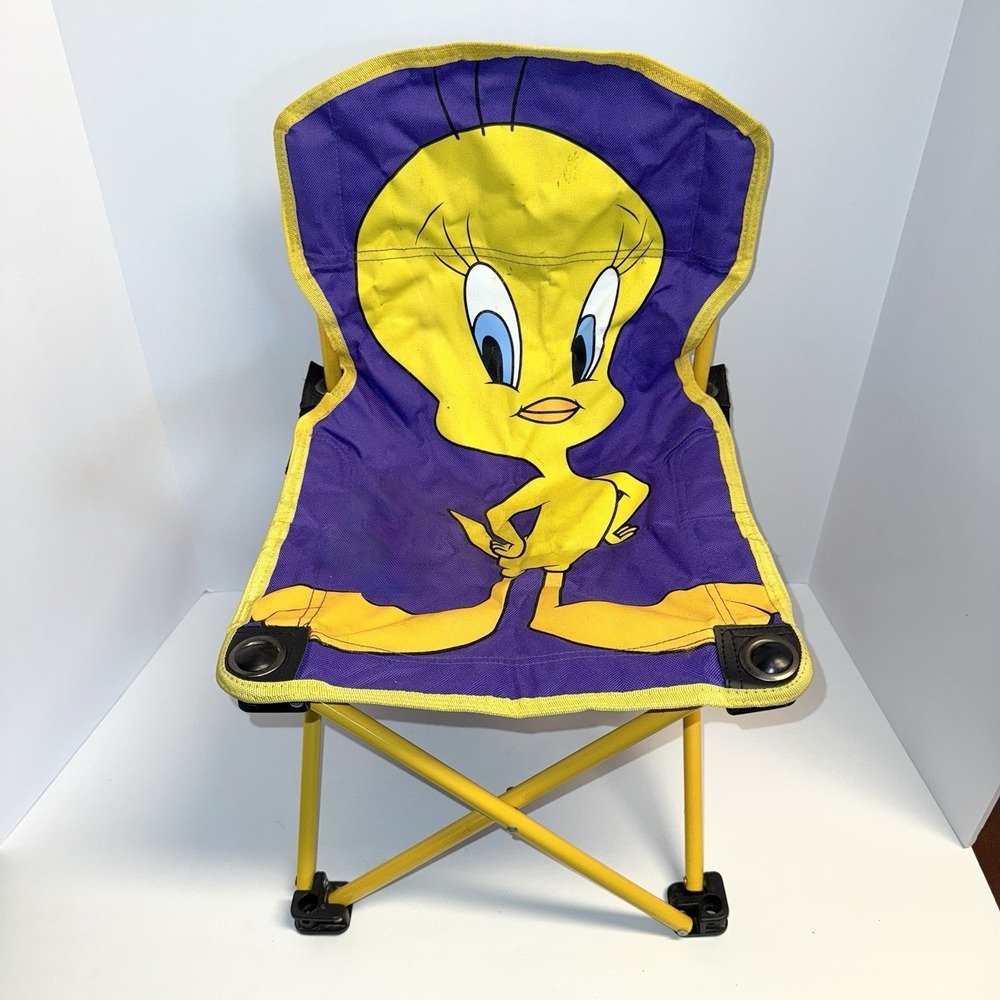 Vintage Tweety Bird Kids Folding Chair & Carry Bag Looney Tunes Warner Bros Camp
